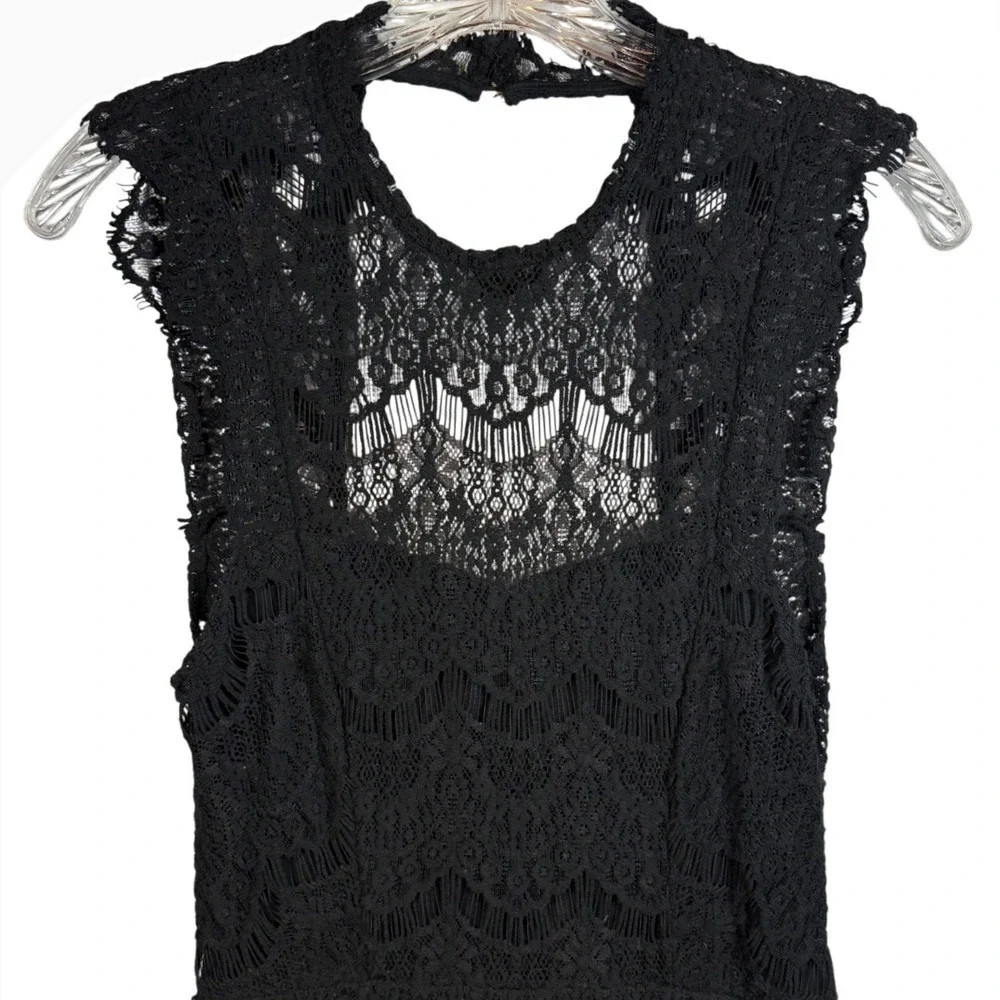 NWT FREE PEOPLE LACE DAYDREAM BODYCON SLIP DRESS BLACK, Size Small